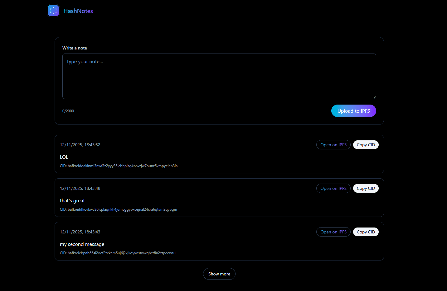 HashNotes preview