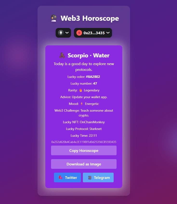 Web3 Horoscope preview